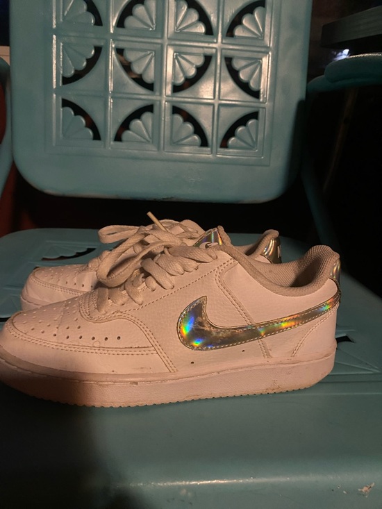 Nike Shoes - Nike White Sneakers with Holographic Swoosh